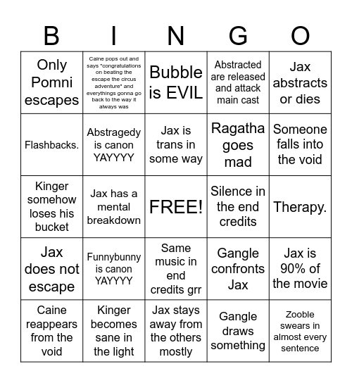 Tadc Episode 9 Bingo Card