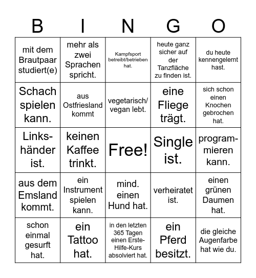 Finde eine Person, die... Bingo Card