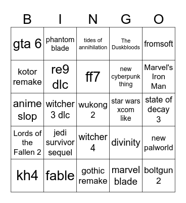 summer game fest poggers Bingo Card
