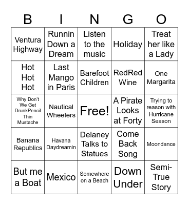 (a) Parrothead Rd 2 Bingo Card