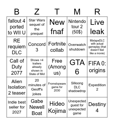 SGF Bingo Card
