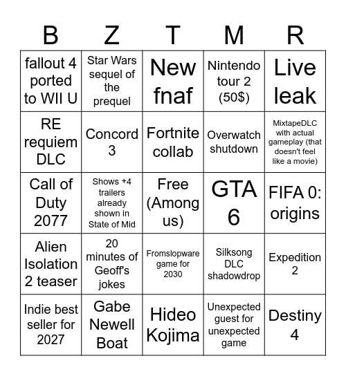 SGF Bingo Card
