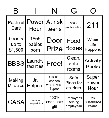 Spirit of Giving Bingo Card