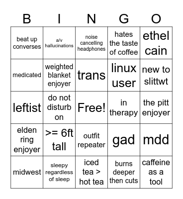 chloe's Bingo Card