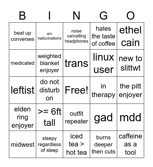 chloe's Bingo Card