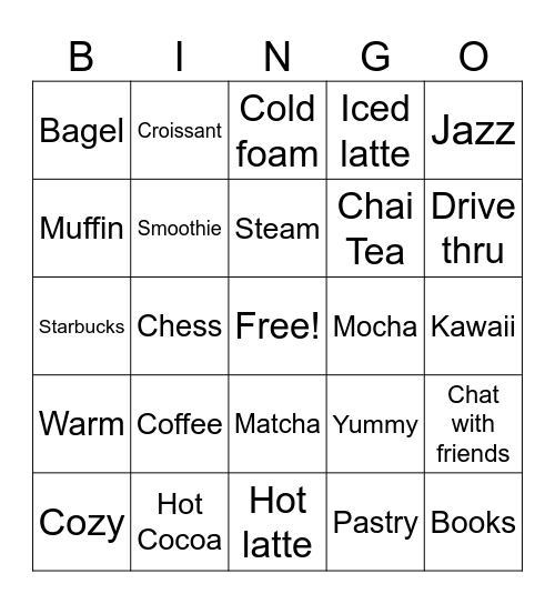 Cafe Bingo Card