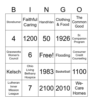 Graceworks History Bingo Card