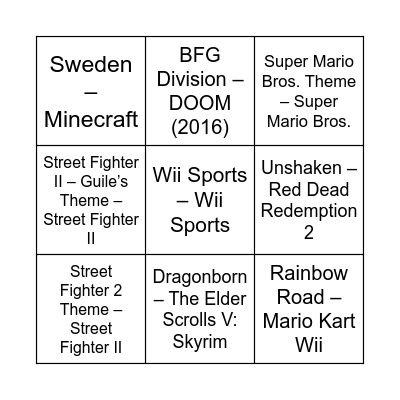 MB 52 Bingo Card