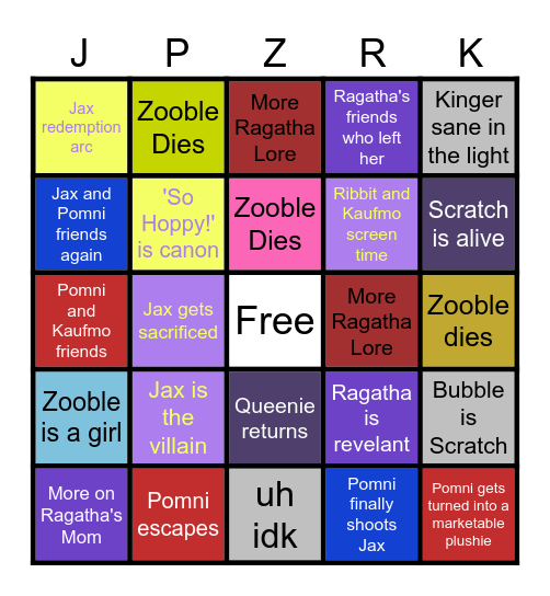 TADC Finale Bingo Card Bingo Card