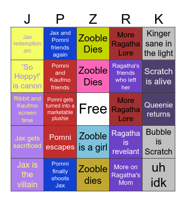 TADC Finale Bingo Card Bingo Card