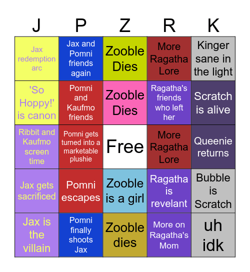TADC Finale Bingo Card Bingo Card