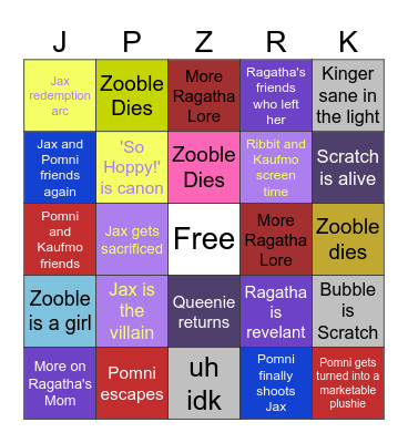 TADC Finale Bingo Card Bingo Card