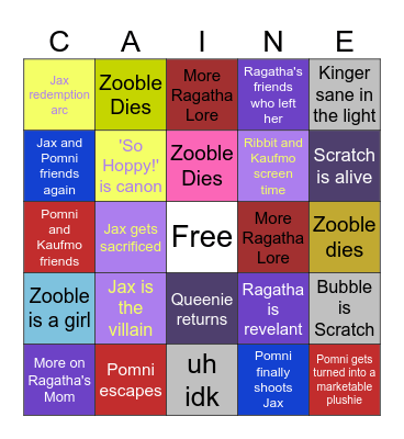 TADC Finale Bingo Card Bingo Card