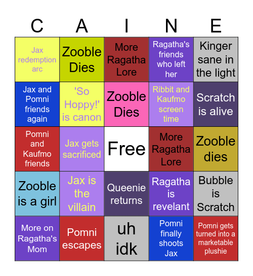 TADC Finale Bingo Card Bingo Card