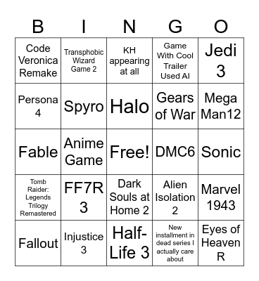 Summer Game Fest 2026 Bingo Card
