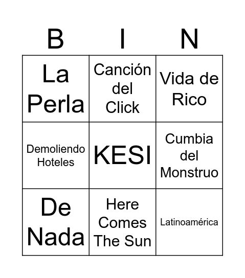 Juanita's 15th birthday Bingo Card