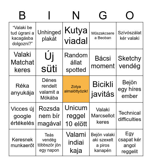 Móka Bingo Card