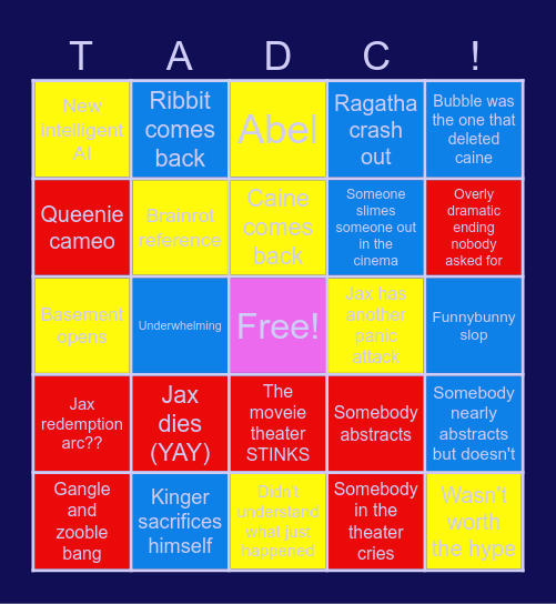 TADC the last act BINGO Card