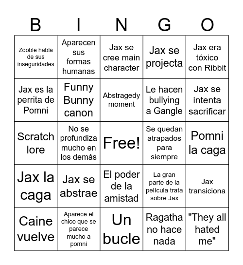 TADC película BINGO Card