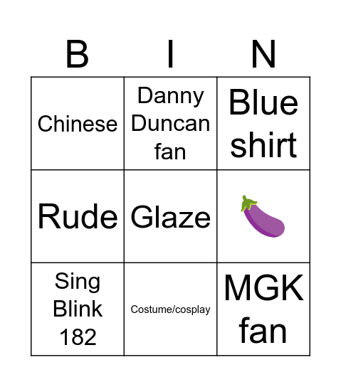 Omegle bingo Card
