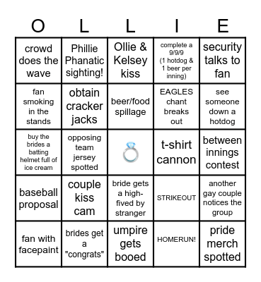 Ollie's Bachelorette Bingo Card