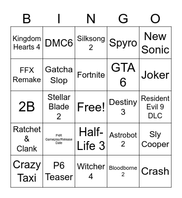 Summer Games Fest Bingo Card
