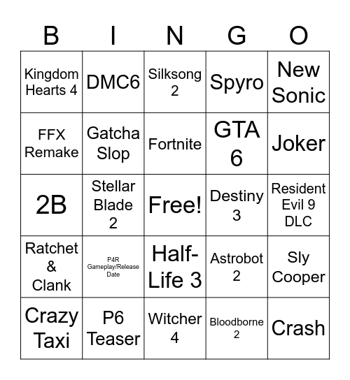 Summer Games Fest Bingo Card