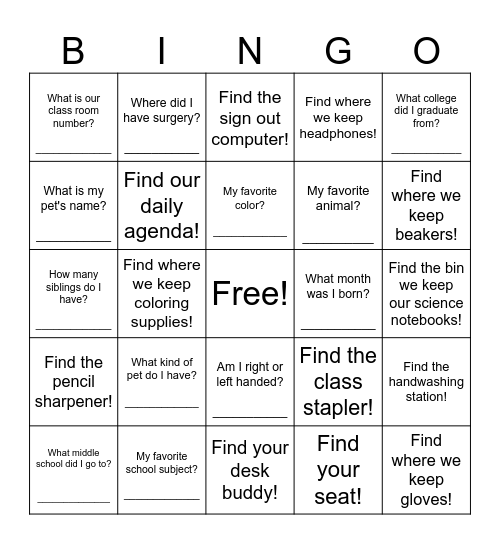 Meet The Teacher BINGO! Bingo Card