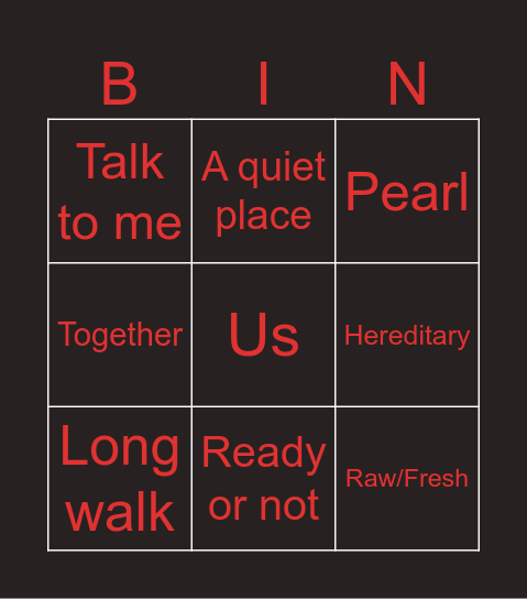 SCARY MOVIE 6 BINGO Card