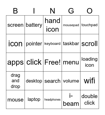 Computer Vocabulary Bingo Card