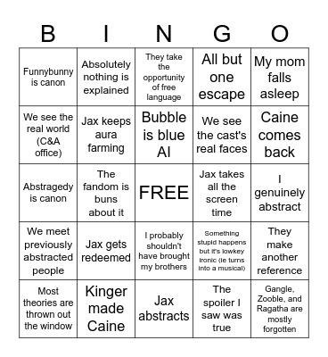 TADC MOVIE BINGO Card