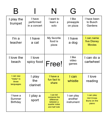 Summer Instruments of Change Bingo Card
