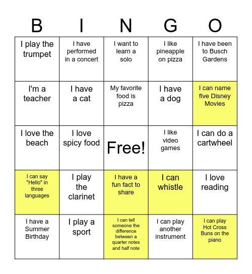 Summer Instruments of Change Bingo Card