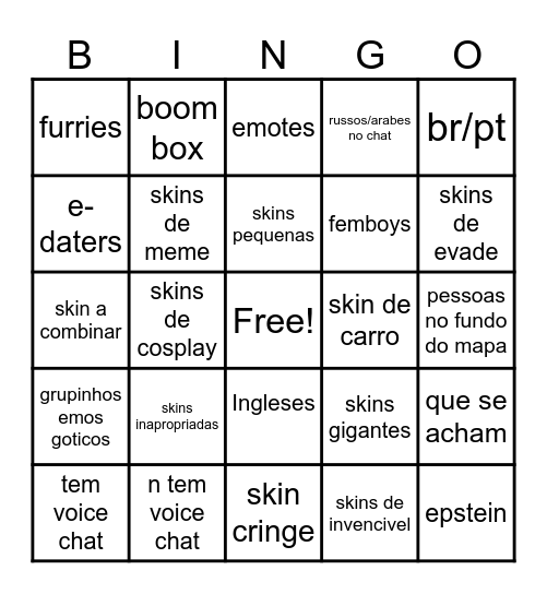 pessoas que Bingo Card