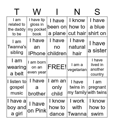 Twanna's Baby Shower Person Hunt  Bingo Card