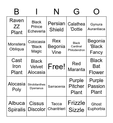 GOTHIC PLANTS Bingo Card