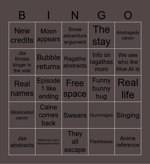 The Last Act Bingo Card