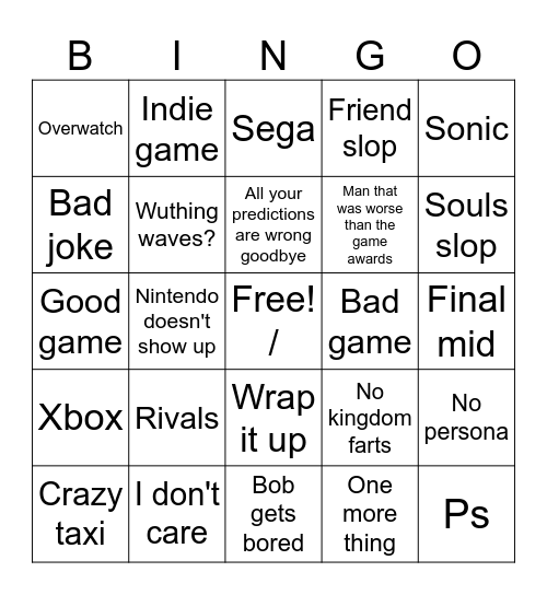 Summer games fest bingo Card