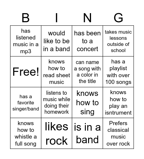 Find someonw who... Bingo Card