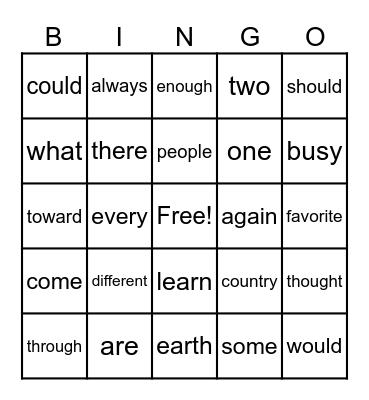 Bingo Card