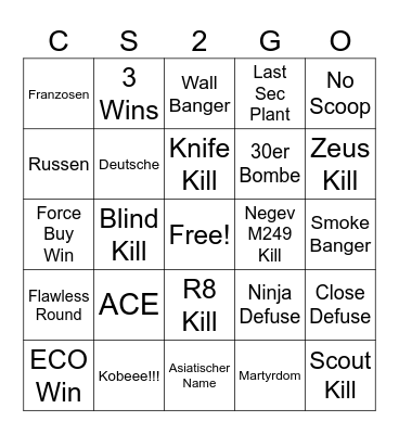 CS2 Bingo Card