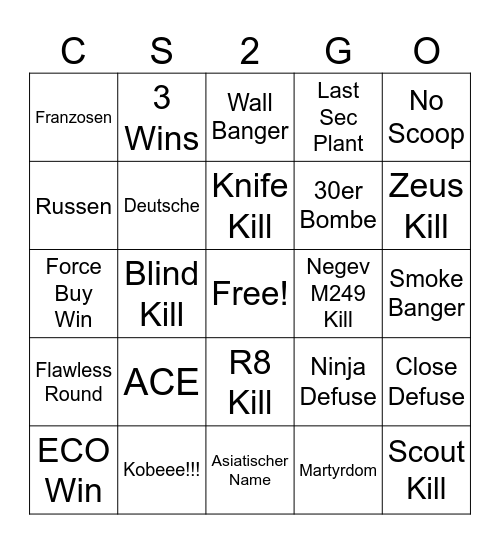 CS2 Bingo Card