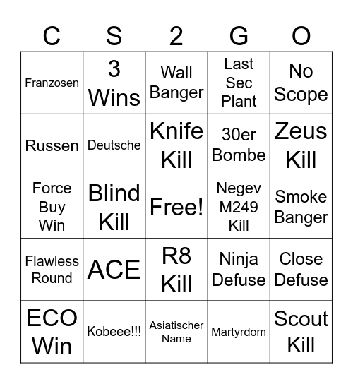 CS2 Bingo Card