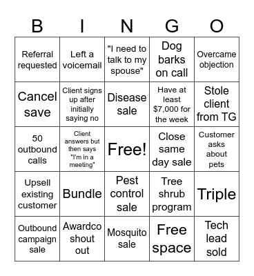 Inside Sales Bingo! Bingo Card