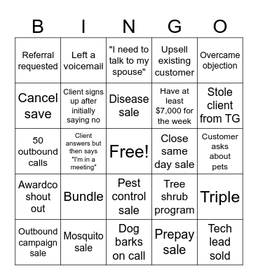 Inside Sales Bingo! Bingo Card