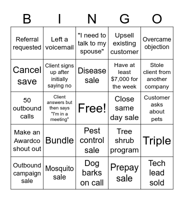 Inside Sales Bingo! Bingo Card