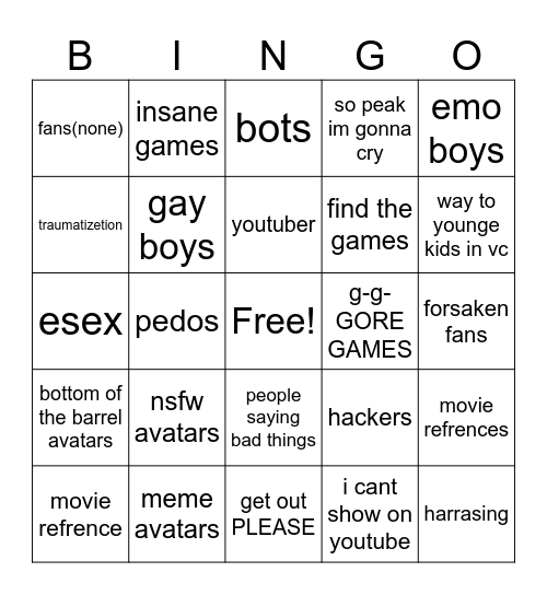 roblox bingo Card