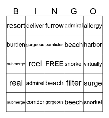 Spelling Words Unit 5, Week 3 Bingo Card