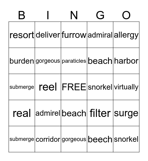 Spelling Words Unit 5, Week 3 Bingo Card