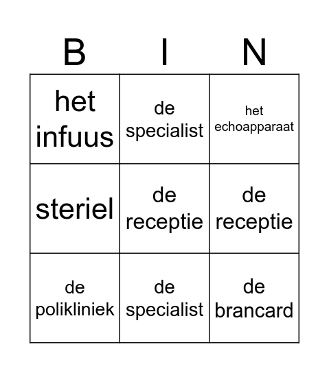 taal woordenschat Bingo Card
